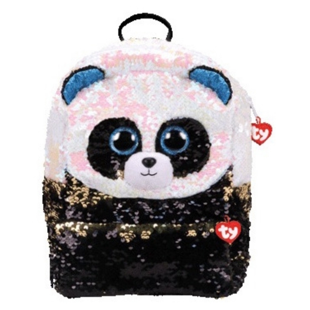 Kids' Backpack: Bamboo the Panda, Ty Fashion Flippy Sequin, Shiny - NEW in Bag